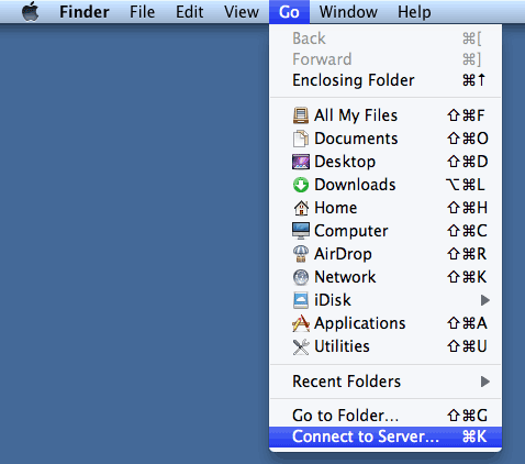 Finder - Connect to Server